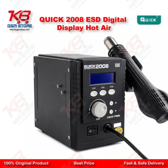 QUICK 2008 ESD Digital Display Hot Air Rework Station – 700W BGA SMD Soldering Station