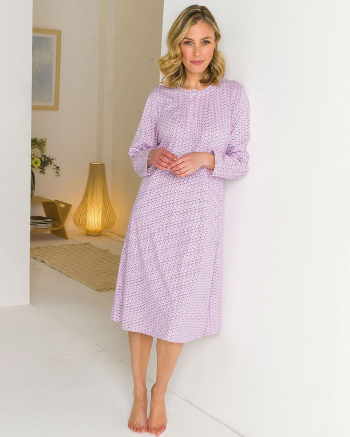 Quinn Floral Long Sleeve Cotton Nightdress - Multi - Image 1 - The Classic Boutique
