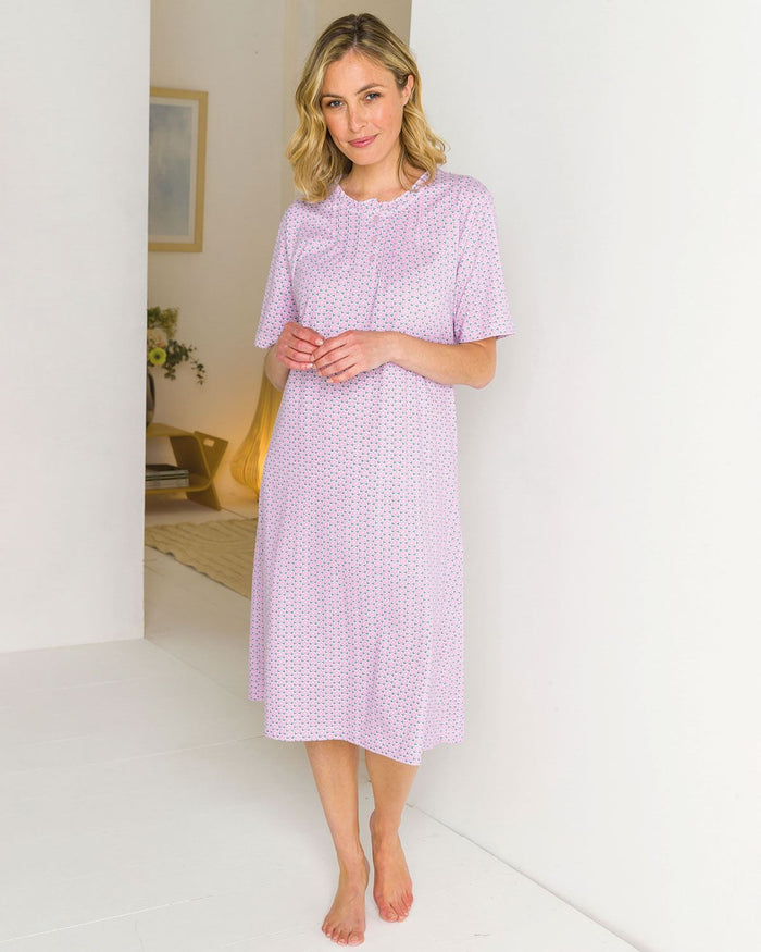 Quinn Floral Short Sleeve Cotton Nightdress - Image 1 - The Classic Boutique
