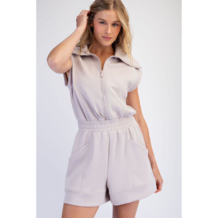 Rae Mode - Modal Scuba, Sleeveless Romper 5102 - Mocha Cream