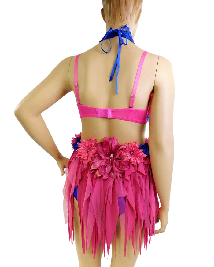 Ready to Ship - 38C - Pink and Blue Fairy Dance Chain Rave Bra and Skirt Halloween Costume