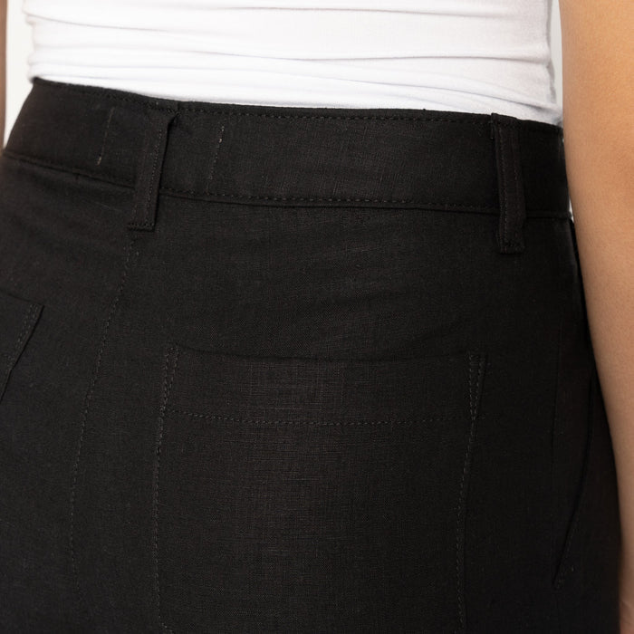 Relaxed Pleated Trouser - French Linen Fine Canvas - Black by Naked & Famous Denim