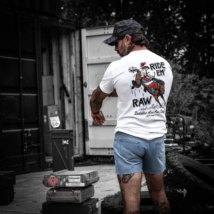 Ride 'Em Raw - Saddles Are For Sissy's Men's T-Shirt