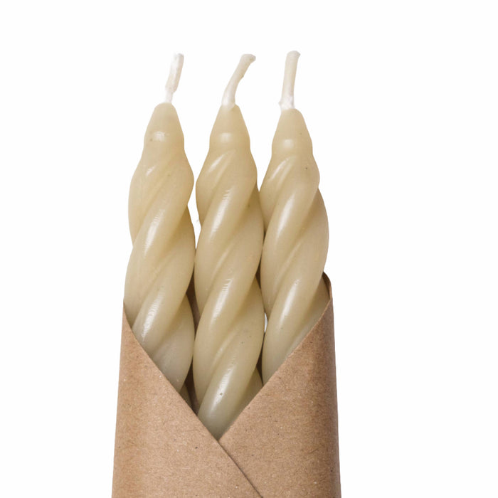 Sand Spiral Beeswax Candles - Set of 3