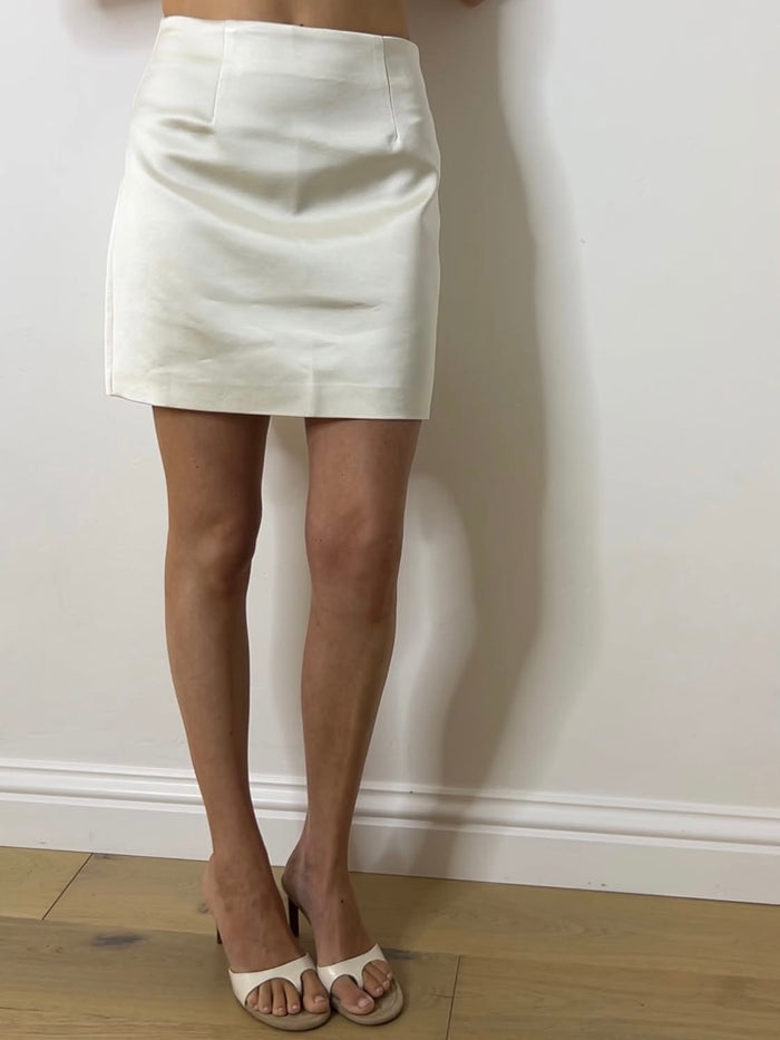 SATIN MINI SKIRT CREAM
