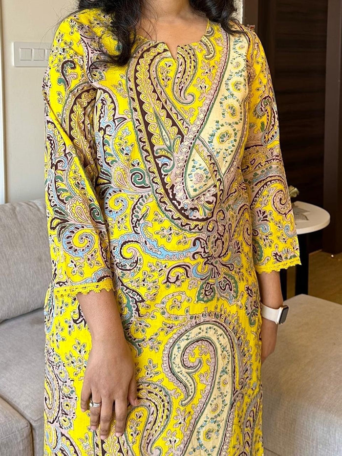 Sayesha Cotton Coord Set- Yellow Paisley