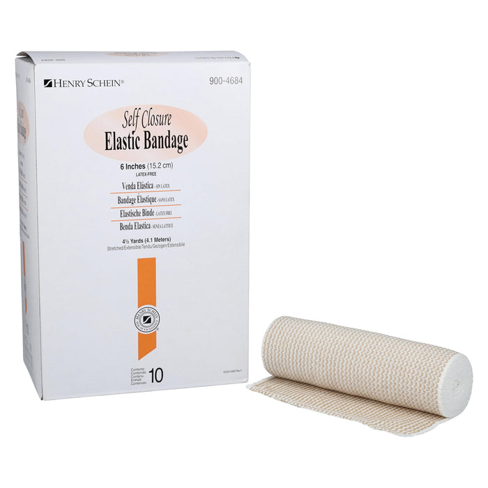 Self-Closure Elastic Bandage, Tan, Non-Sterile, Box of 10 – Stretch Bandage with slef Closure, Latex-Free, Comfortable & Reliable Support
