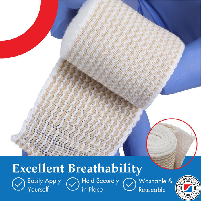 Self-Closure Elastic Bandage, Tan, Non-Sterile, Box of 10 – Stretch Bandage with slef Closure, Latex-Free, Comfortable & Reliable Support