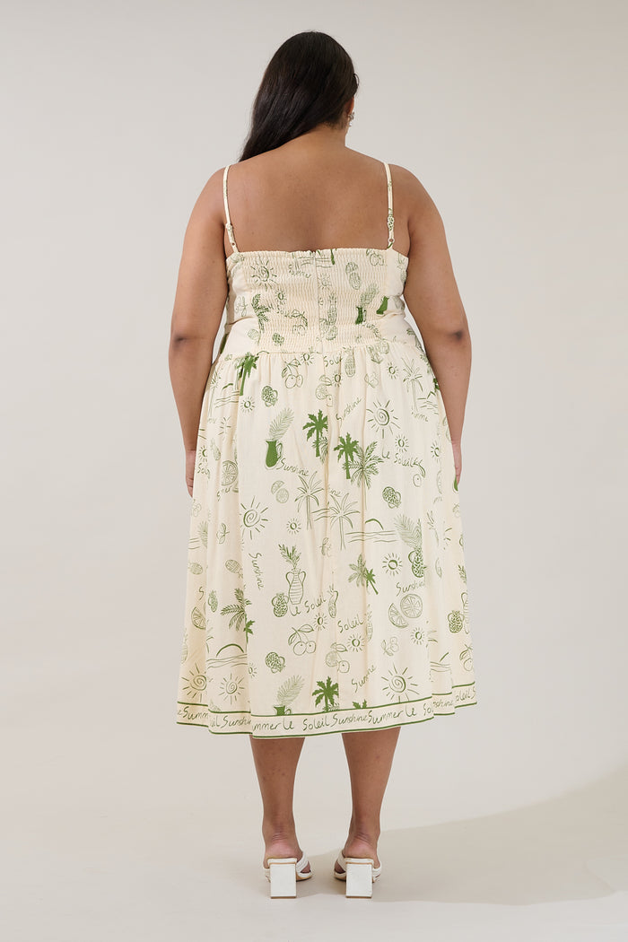 Selry Smocked Midi Dress Soleil Curve