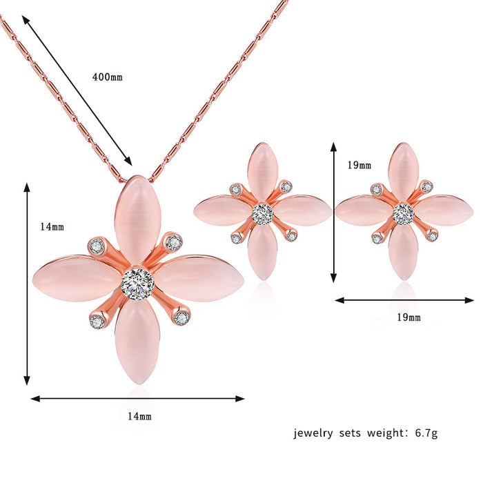 SET602 - Pink Floral Jewellery Set