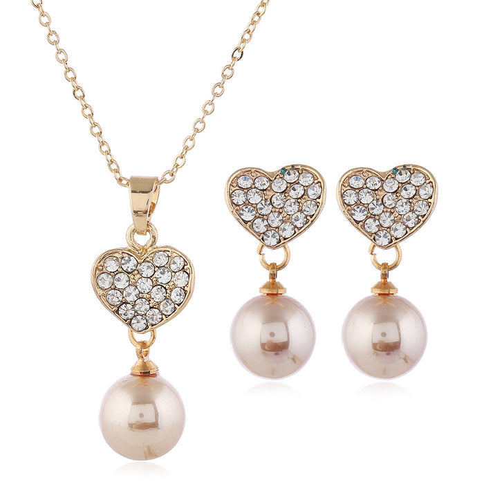 SET607 - Elegant Pearl Heart Jewellery Set