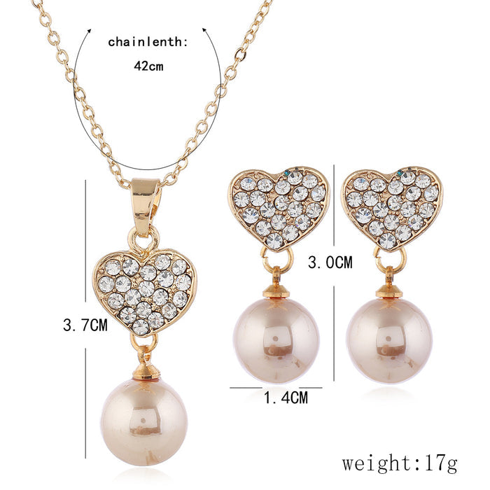 SET607 - Elegant Pearl Heart Jewellery Set
