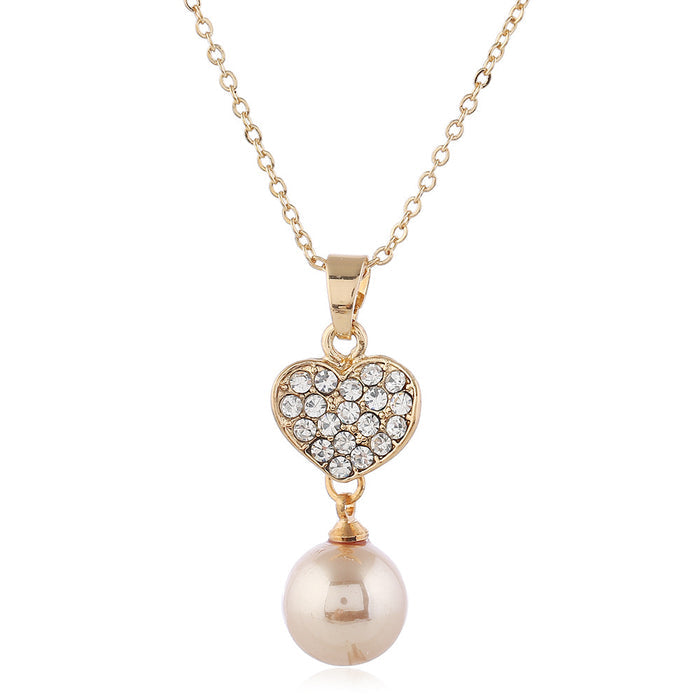SET607 - Elegant Pearl Heart Jewellery Set