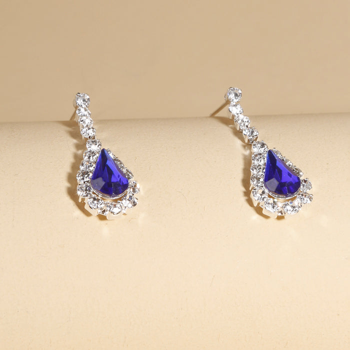 SET614 - Diamond V Drop Pendant Necklace Set