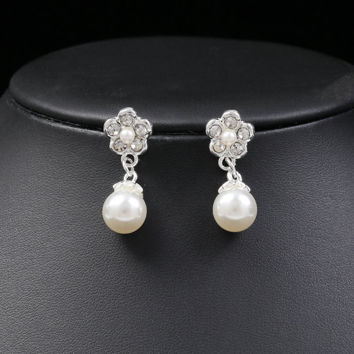 SET647 - Pearl Flower Necklace Earrings Set