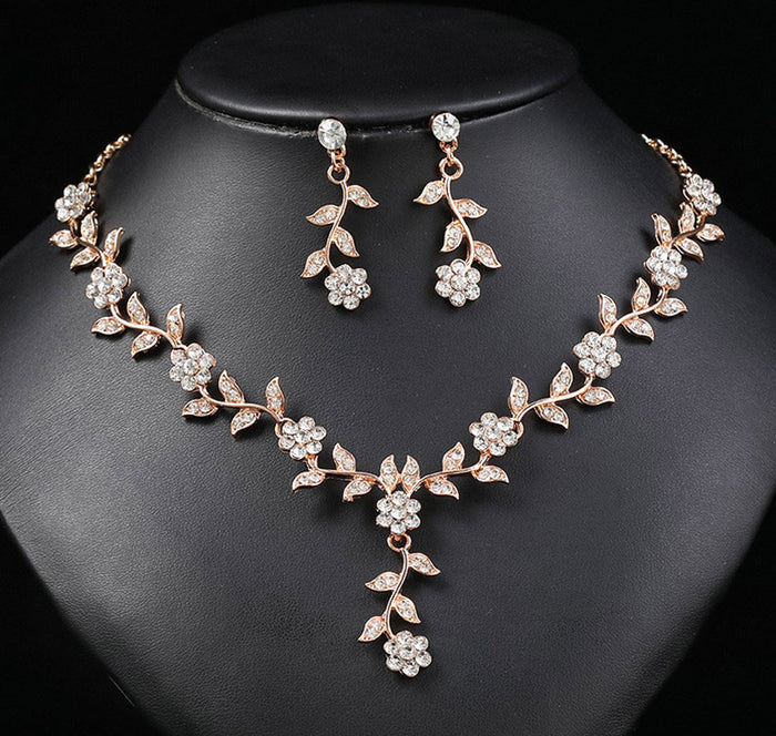 SET652 - Retro inlaid plum Jewellery Set