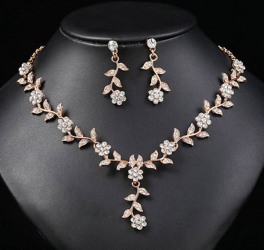SET652 - Retro inlaid plum Jewellery Set