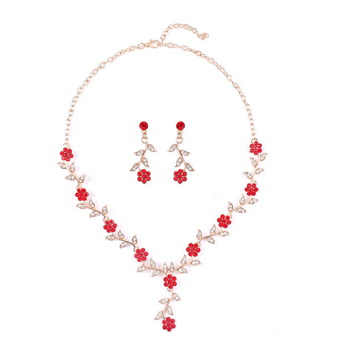 SET653 - Retro inlaid plum Jewellery Set