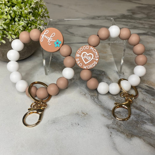 Silicone Bracelet Keychain - Mom Adult Fuck - Beige