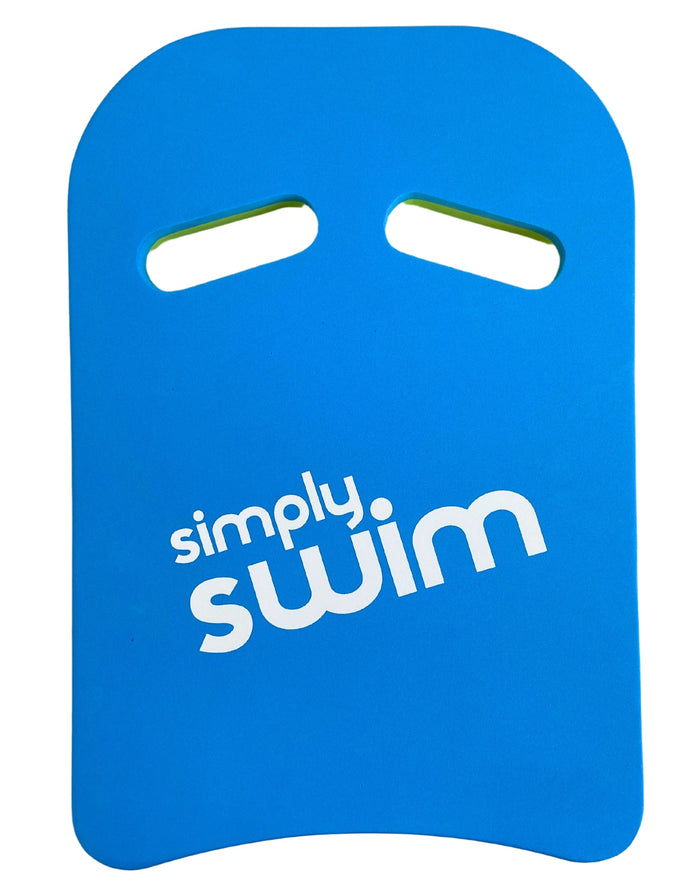 Blue Simply Swim adult kickboard with foam design and logo
