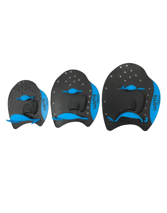 Simply Swim black/blue hand paddles for optimum water contact and upper body strength
