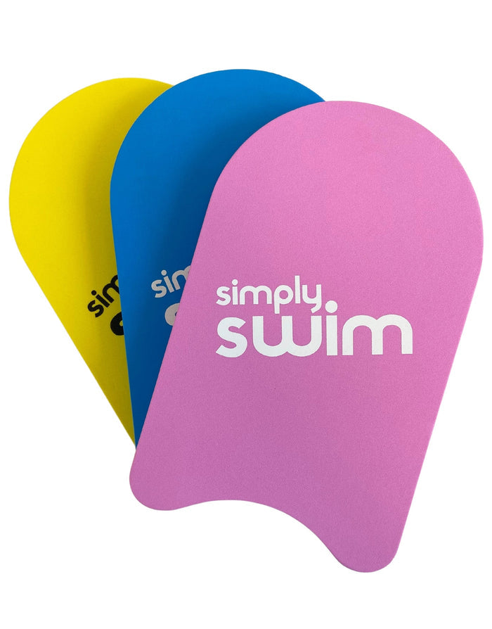 Simply Swim junior kickboard in pink with blue and yellow accents