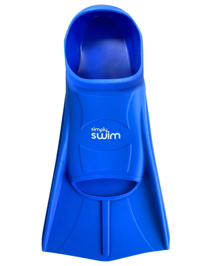 Blue Simply Swim training fins with streamlined design and logo