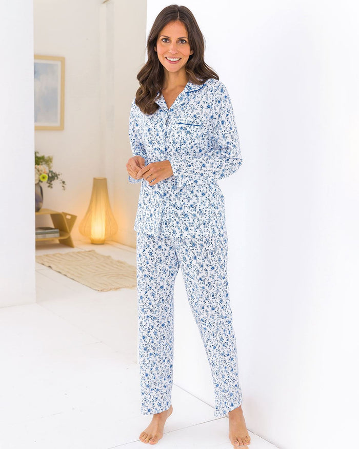 Slenderella Blanche Floral Long Sleeve Cotton Pyjamas - Image 1 - The Classic Boutique