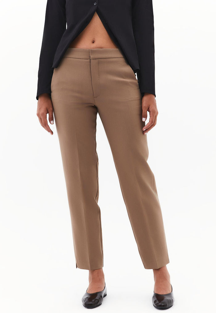 Slim Fit High Waist Pants - DESERT TAUPE