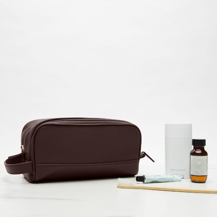 Small Double Zip Toiletry Bag Brown