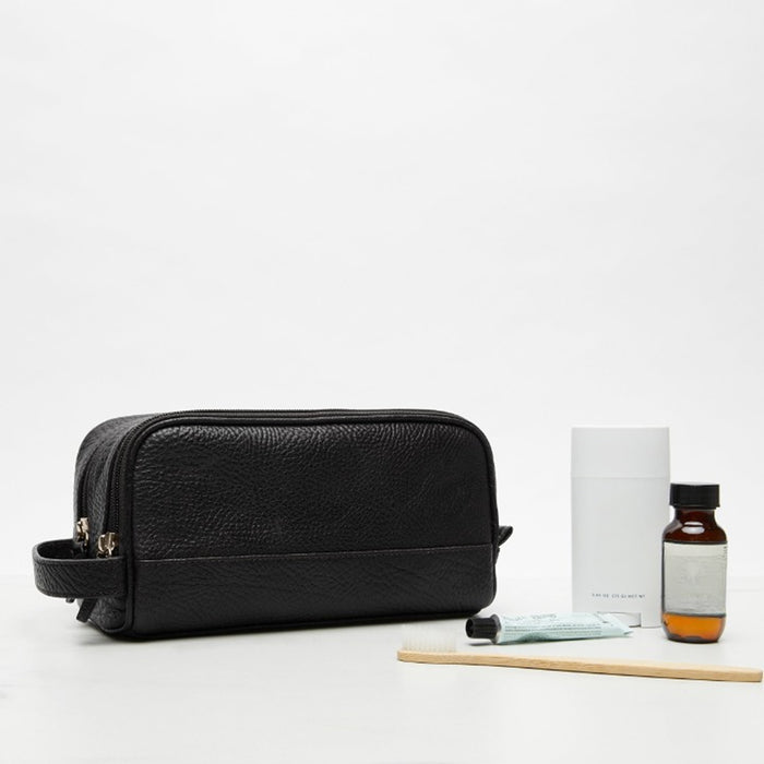 Small Double Zip Toiletry Bag Ebony
