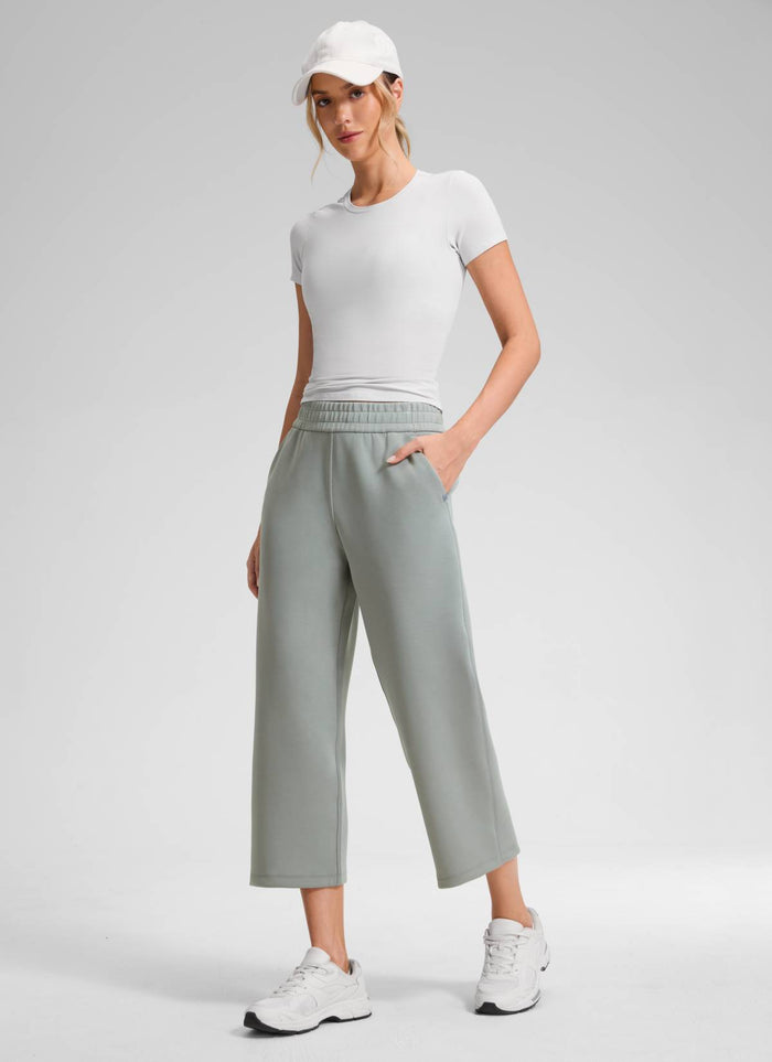 CRZ YOGA Women's SoftAura Casual High Rise Pocket Sweatpant 24" Sterling