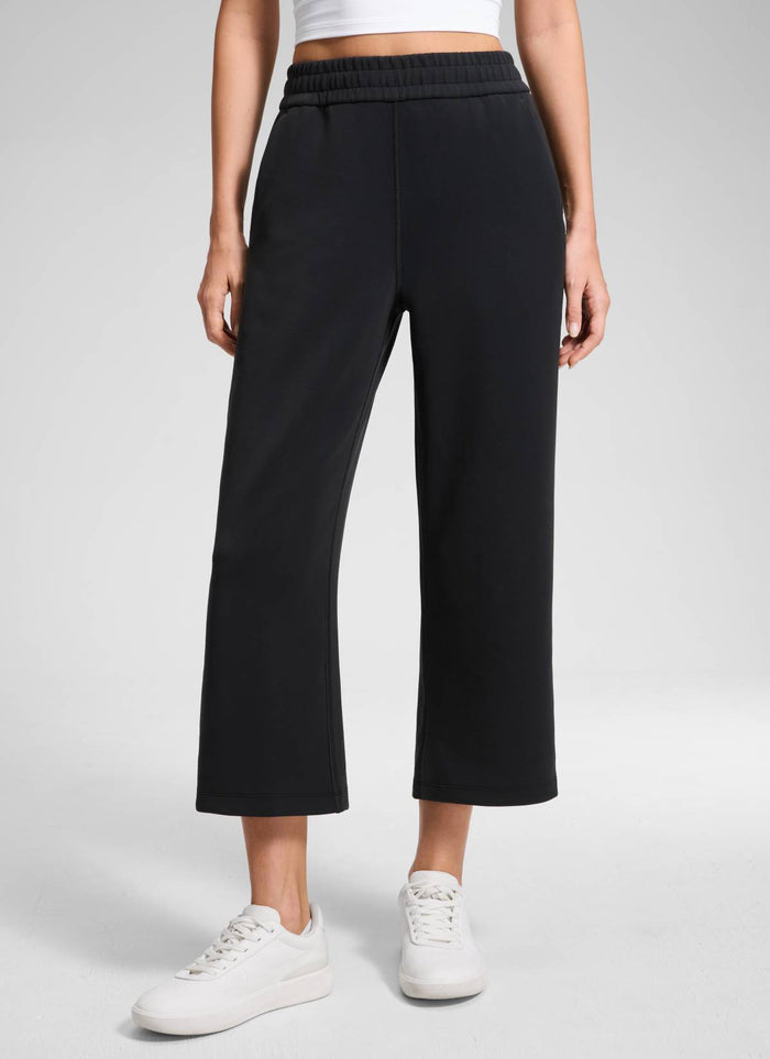 CRZ YOGA Women's SoftAura Casual High Rise Pocket Sweatpant 24" Black