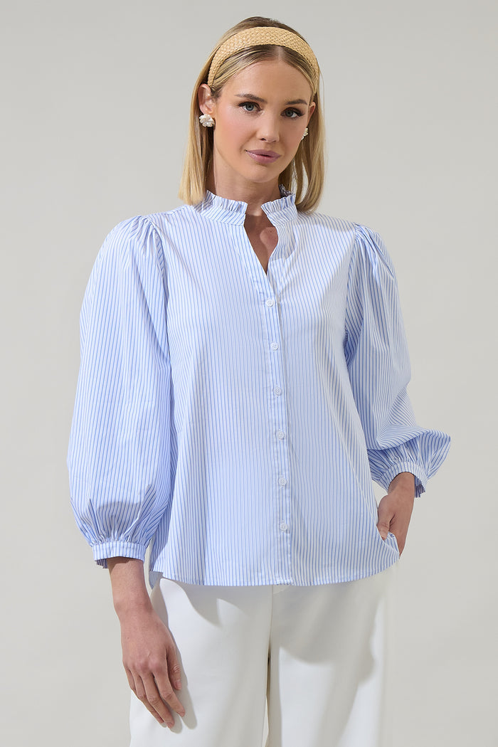 Somer Striped Ima Button Up Top
