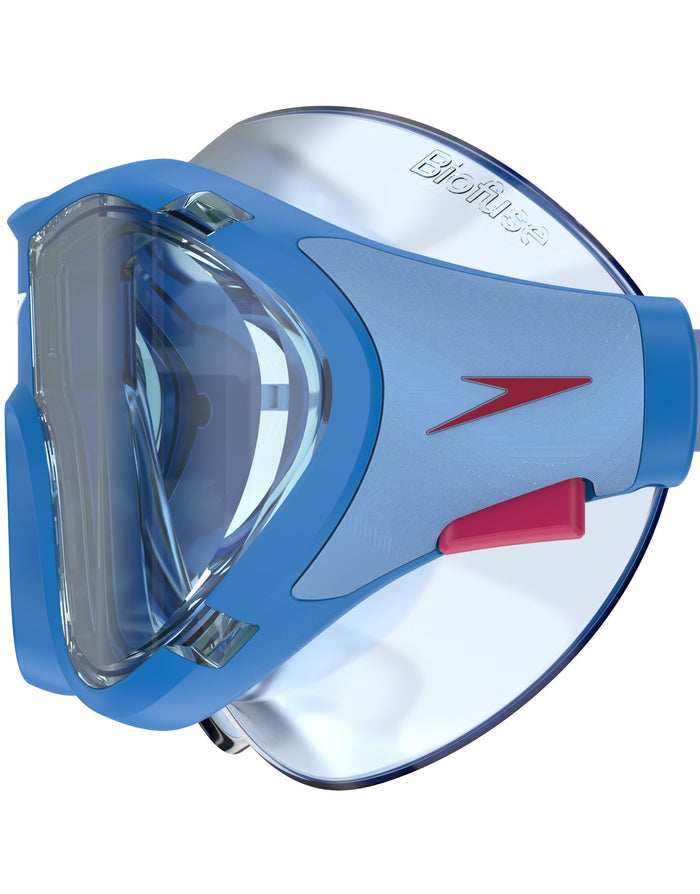 Speedo Biofuse 2.0 junior swim masks in blue with clear lens and adjustable strap