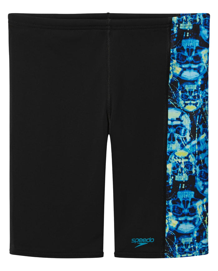 Speedo Boys Print Panel Jammer - Black/Dark Green