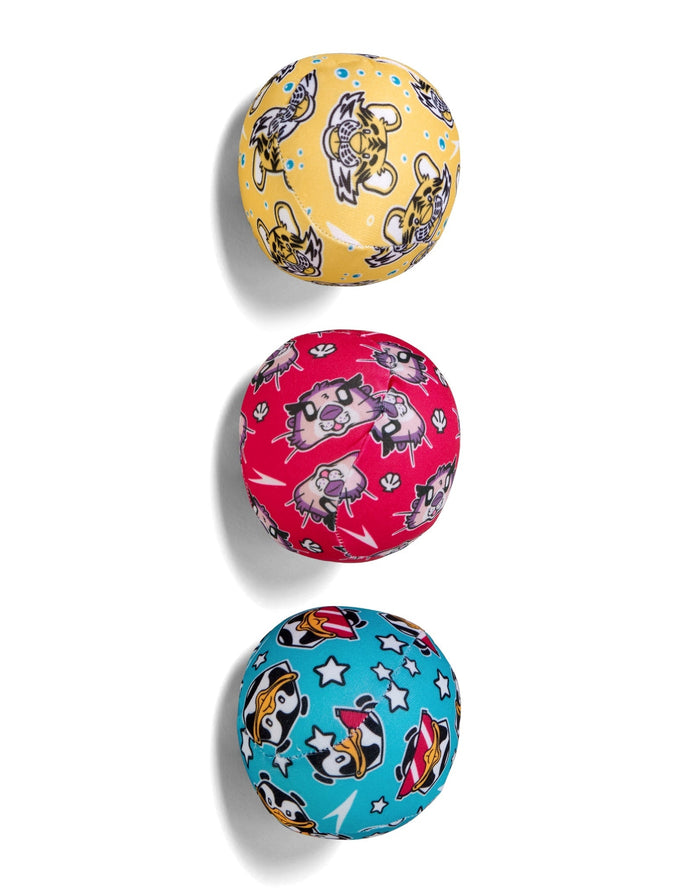 Vibrant 3-pack Speedo Character Splash soft pool balls with cat themes
