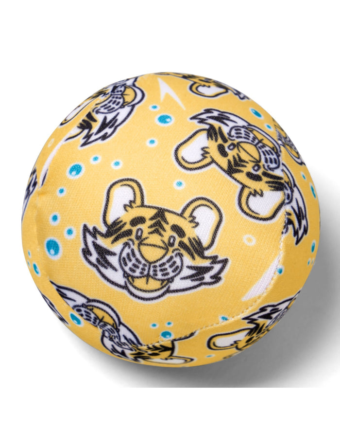 Yellow Speedo Character Splash soft pool ball with blue spots and stripes