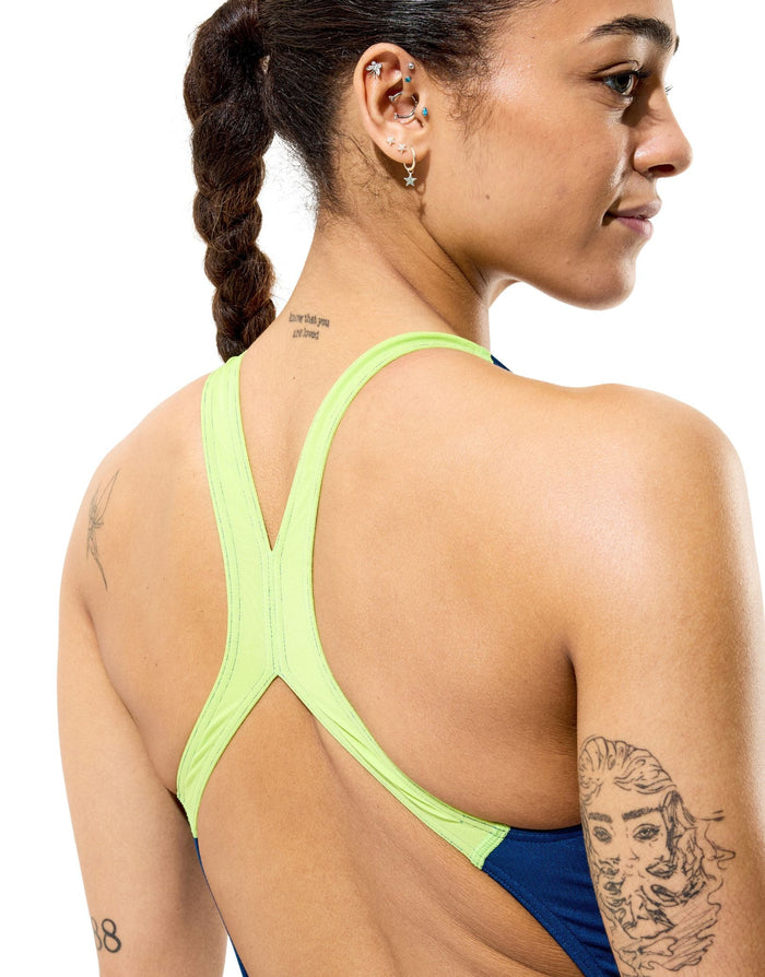 Speedo - Club Training Powerback Swimsuit - Teal/Green - Model Back Close Up