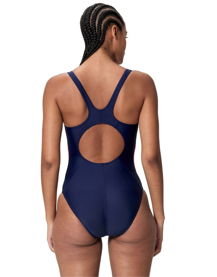 Speedo Colourblock Splice Muscleback Swimsuit- Navy/Pink