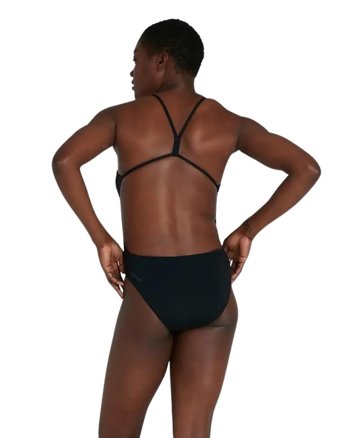Black Speedo thinstrap swimsuit in eco endurance+ fabric