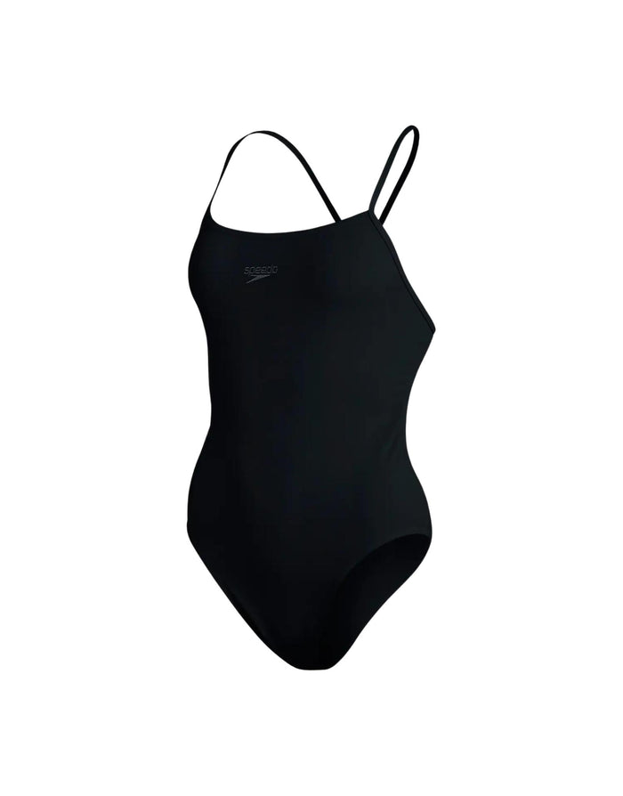 Black Speedo ECO Endurance+ Thinstrap Swimsuit with crisscross straps