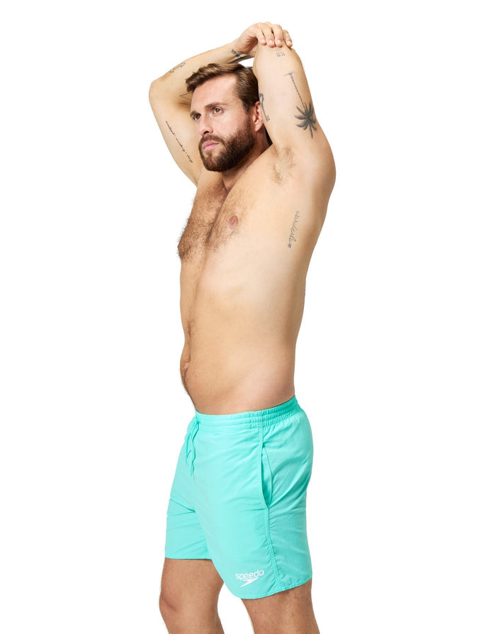 Speedo Essentials mint blue mens swim trunks with drawstring waist
