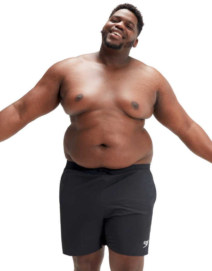 Charcoal gray Speedo Essentials Plus plus size 16’’ watershorts with white logo