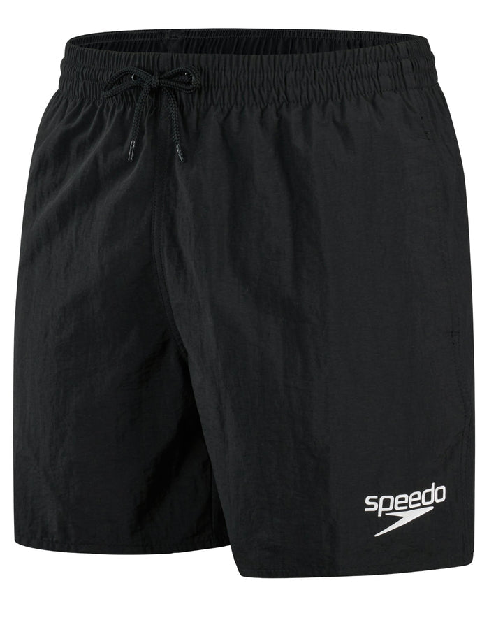 Black Speedo Essentials Plus 16’’ watershorts with white logo, plus size