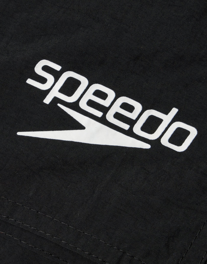 Black Speedo Essentials Plus 16-inch plus size watershorts with white logo