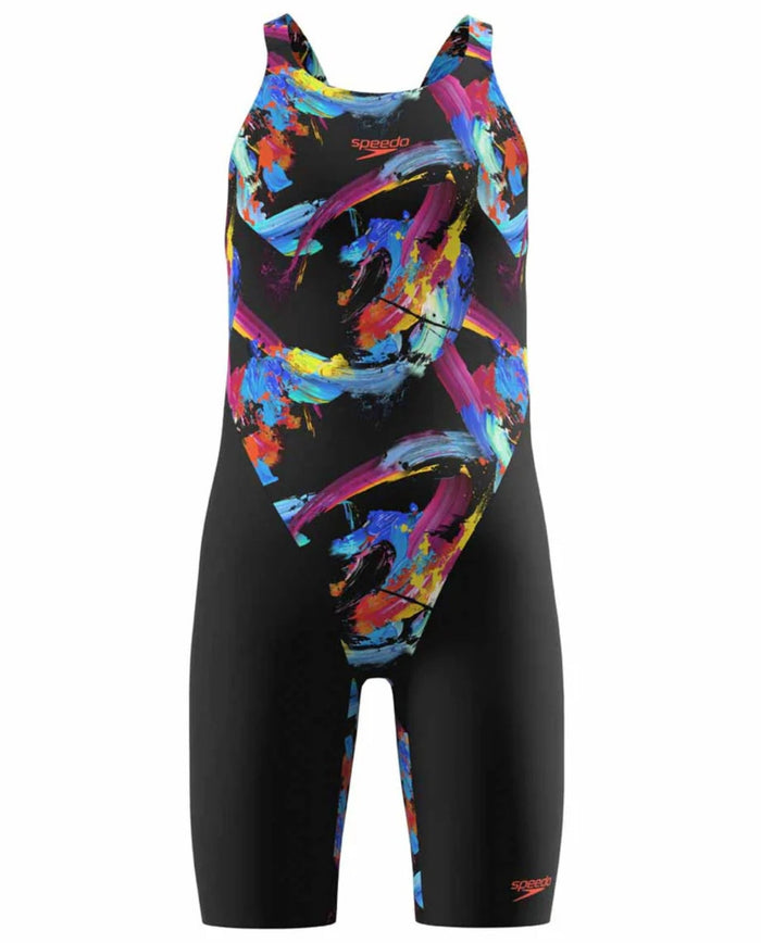 Speedo Girls Fastskin Endurance+ Max Openback Kneeskin - Black/Multi