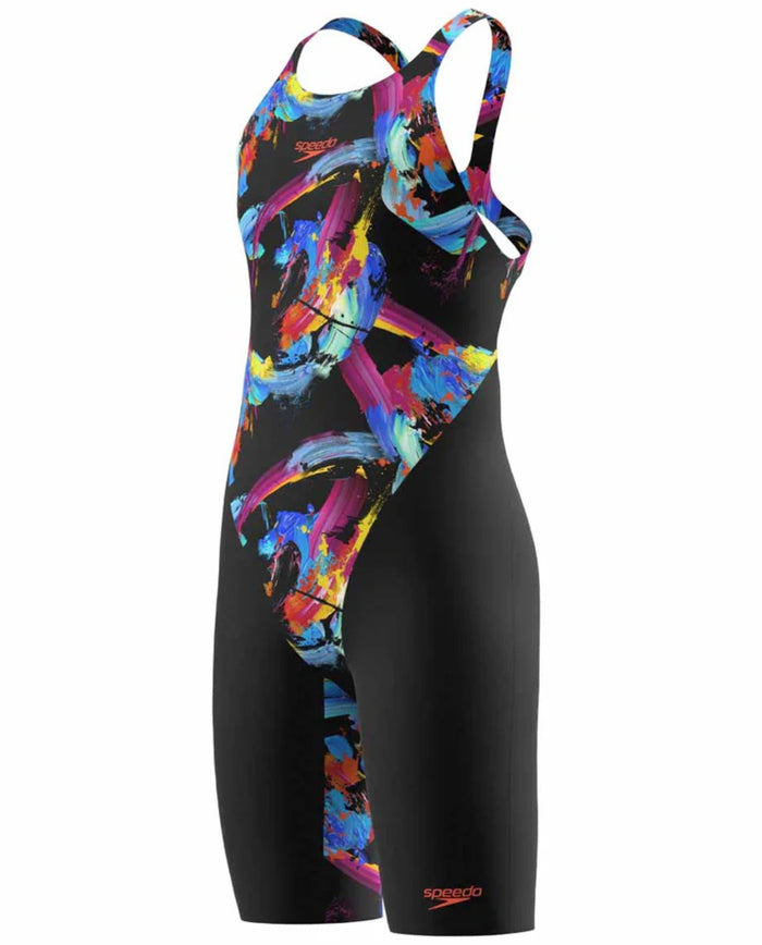 Speedo Girls Fastskin Endurance+ Max Openback Kneeskin - Black/Multi