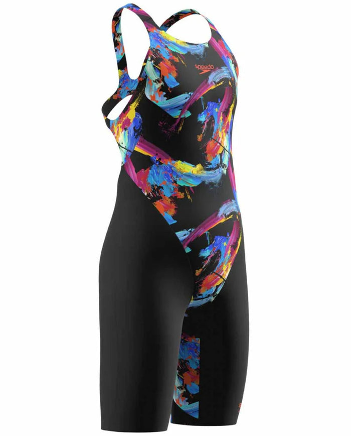 Speedo Girls Fastskin Endurance+ Max Openback Kneeskin - Black/Multi