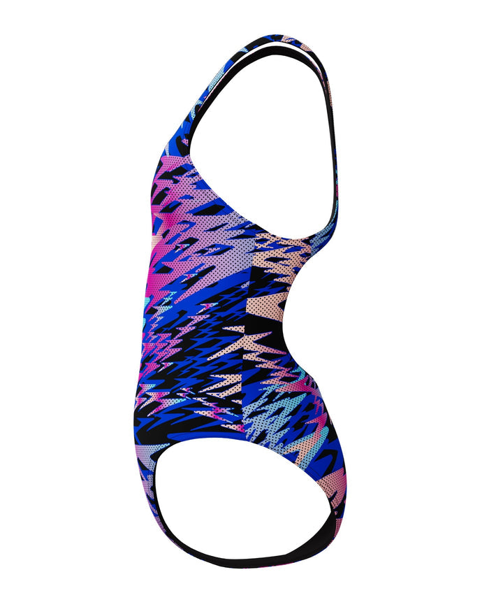 Speedo Girls Hyperboom Print Medalist Swimsuit - Black/Pink